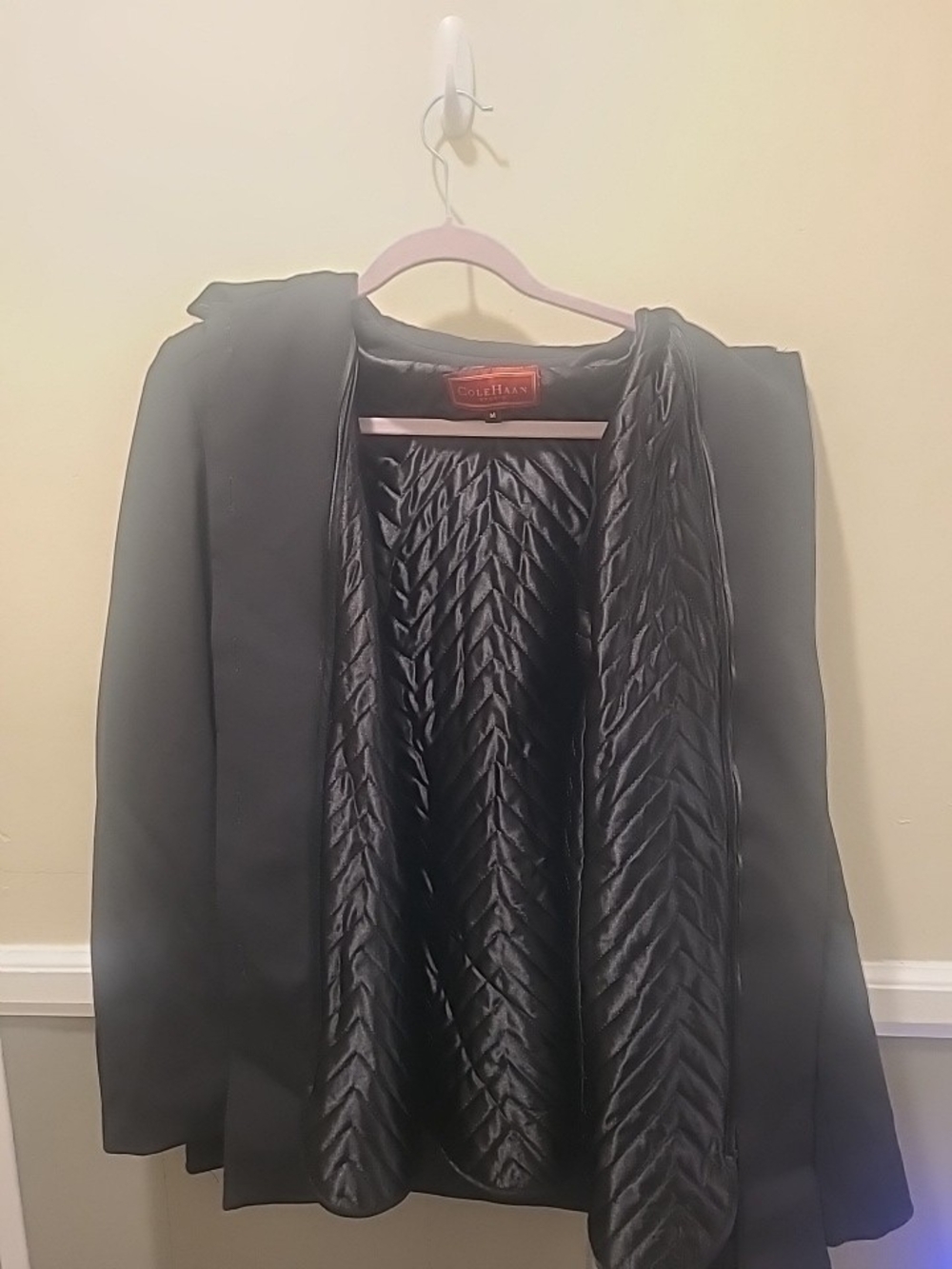 Cole Haan Studio Womens Medium Trench Jacket Herringbone Inner Virgin Wool